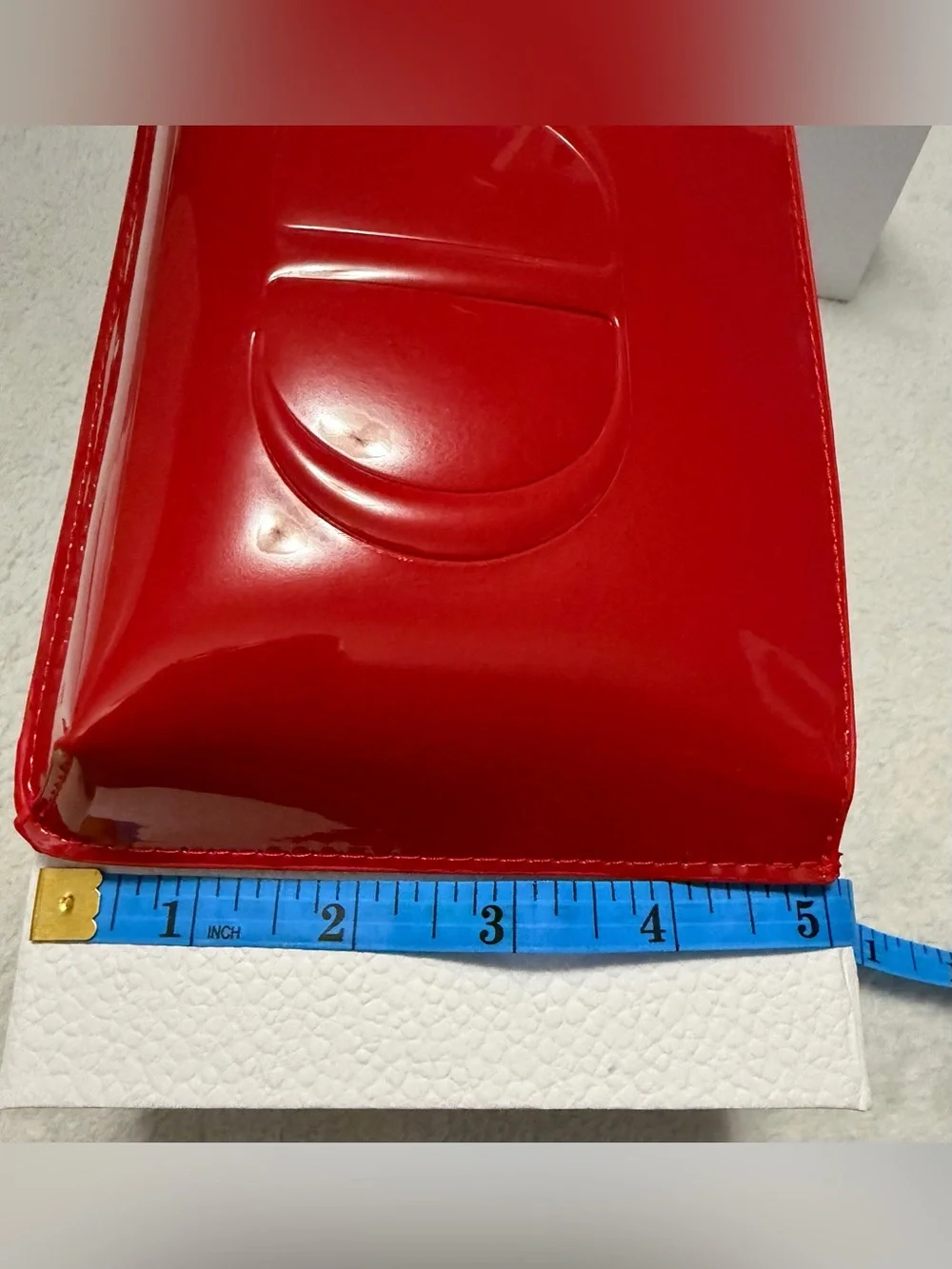 Dior Red Patent Cosmetic Pouch with Embossed CD Logo